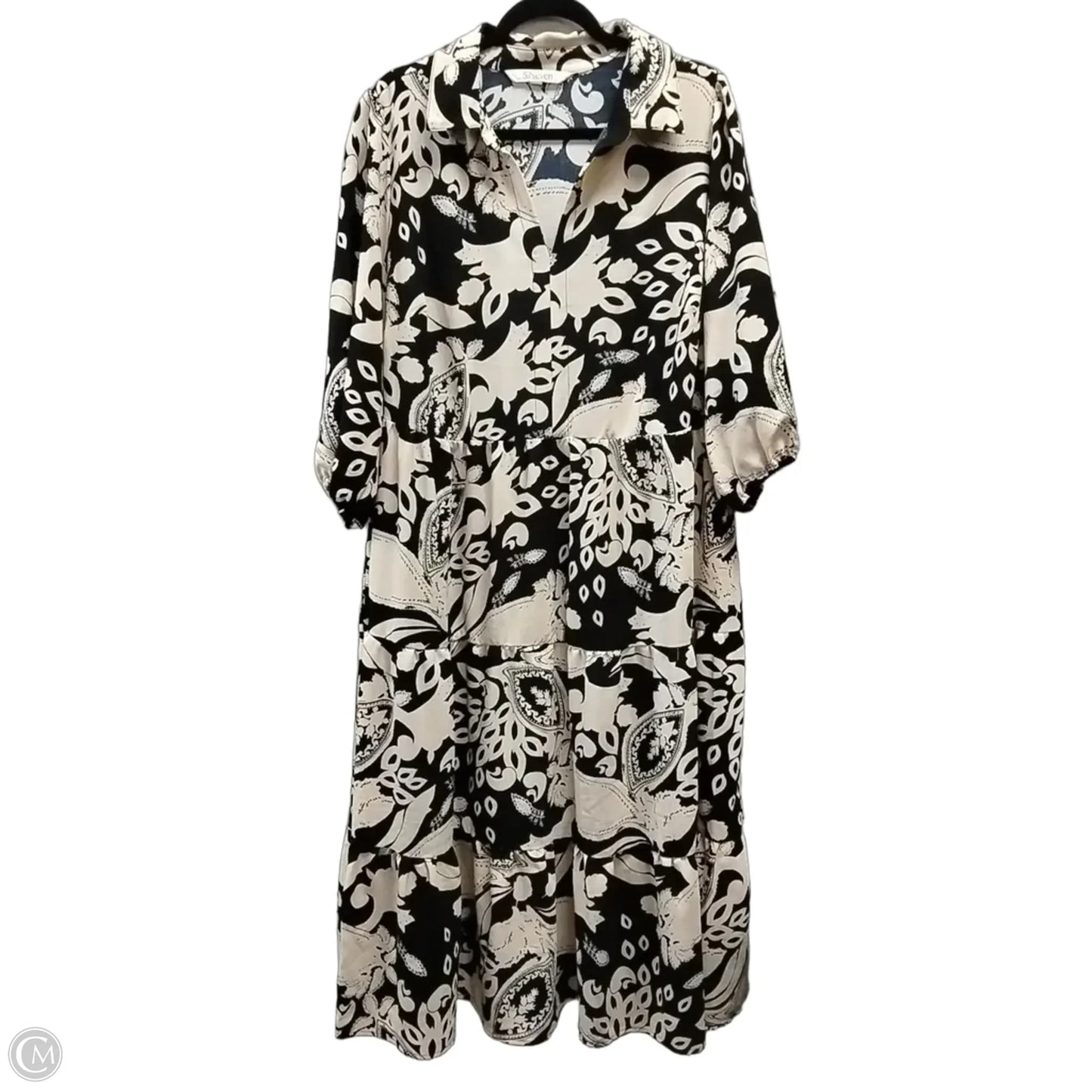 Dress Casual Maxi By Clothes Mentor In Black & Cream, Size: 1x