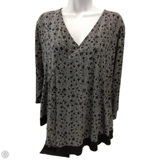 Blouse Long Sleeve By Cato In Black & White, Size: 20