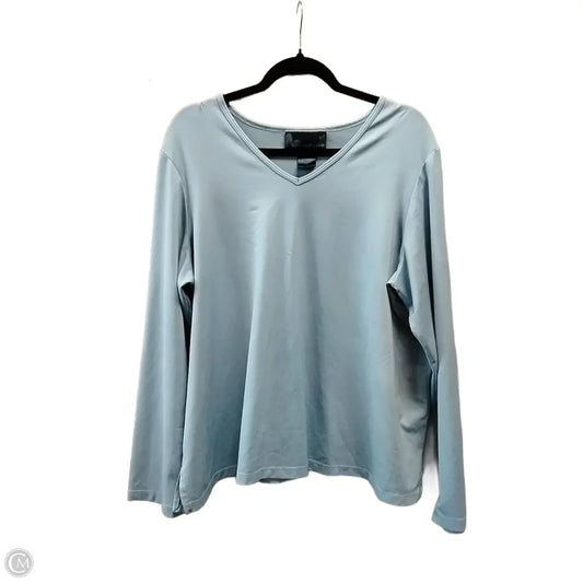 Top Long Sleeve Basic By Susan Graver In Blue, Size: 1x