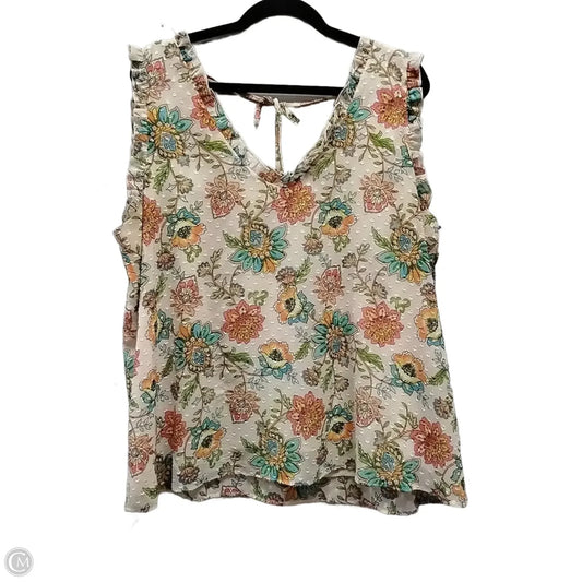 Top Sleeveless Basic By Cato In Floral Print, Size: Xl
