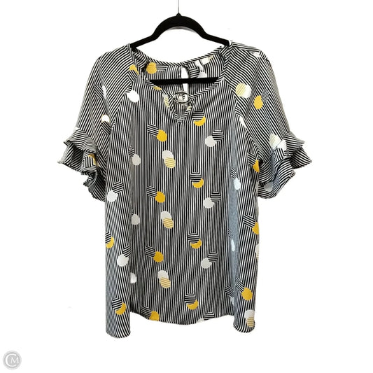 Top Short Sleeve By Cato In Striped Pattern, Size: L