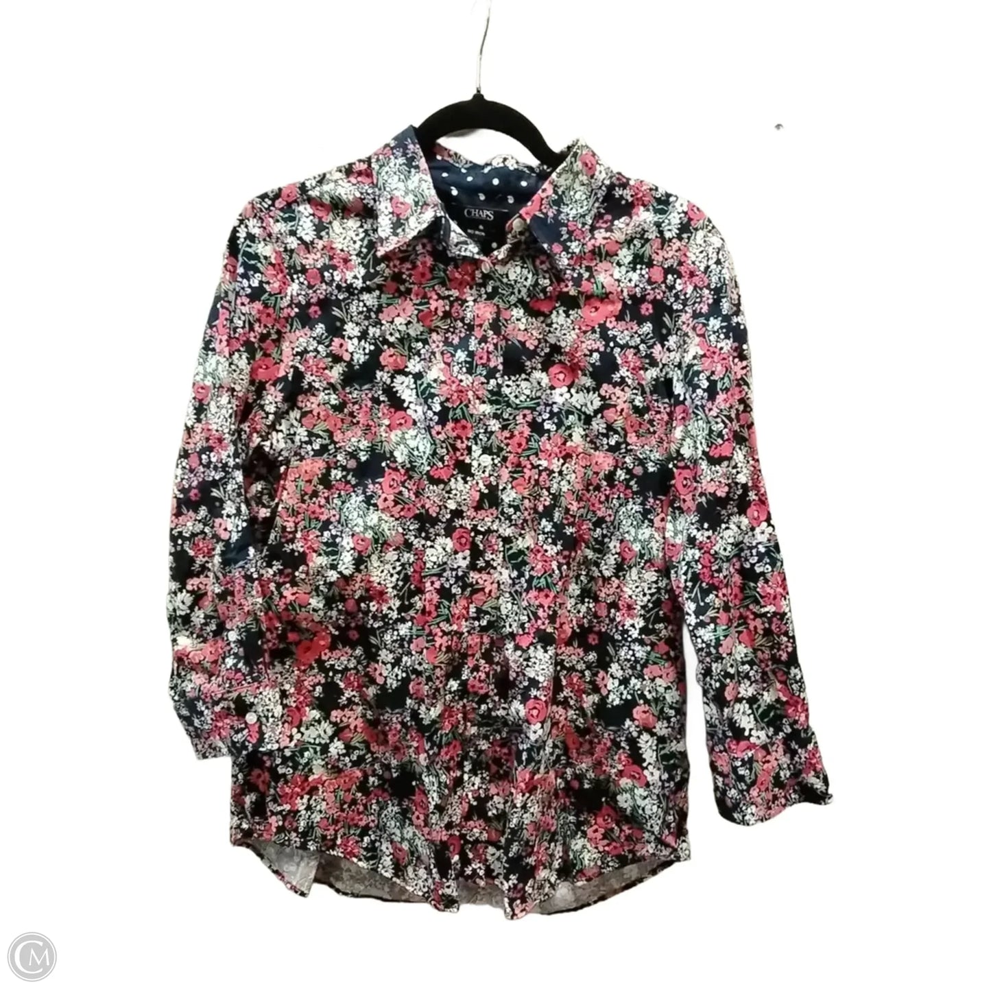 Blouse Long Sleeve By Chaps In Floral Print, Size: L