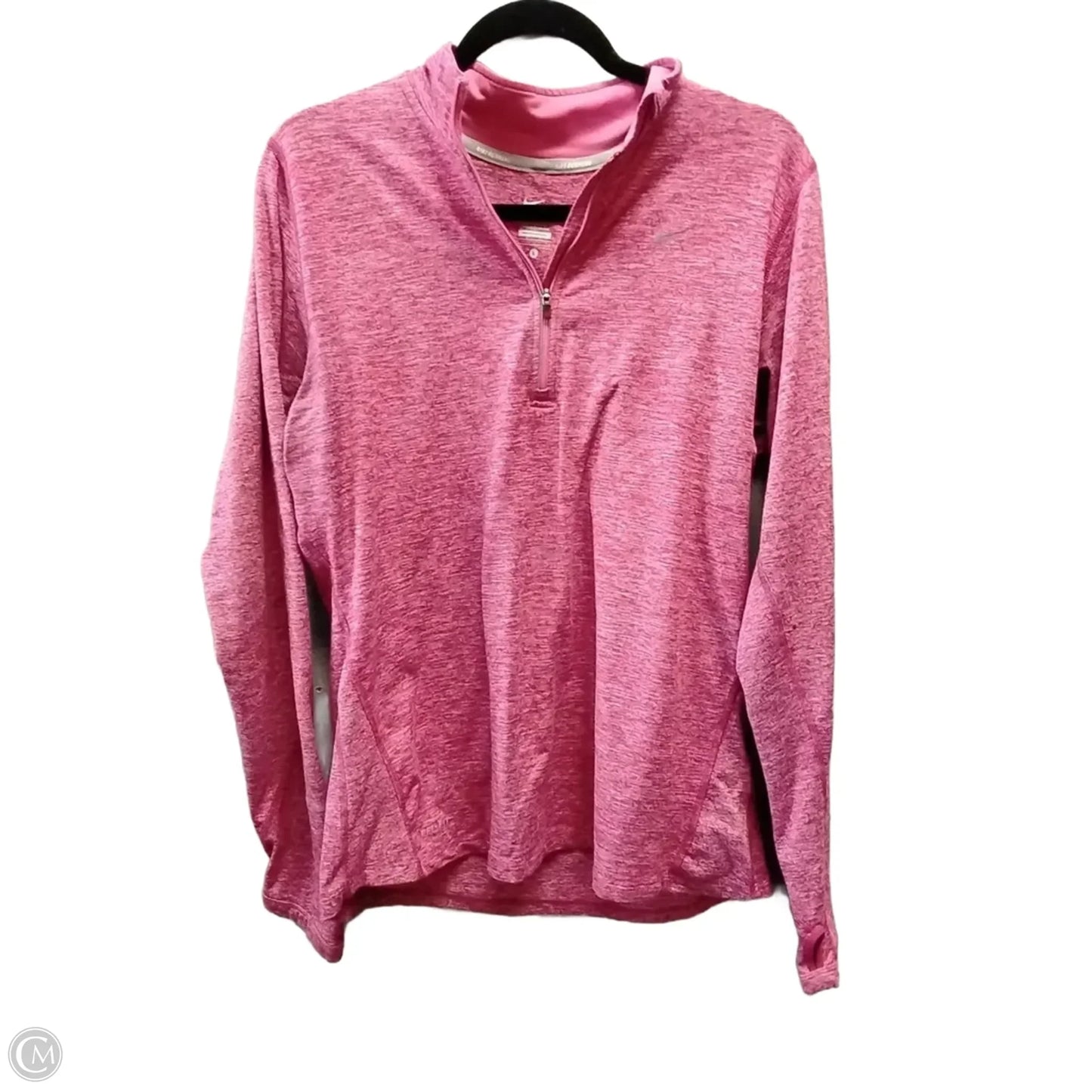 Athletic Top Long Sleeve Collar By Nike Apparel In Pink, Size: L