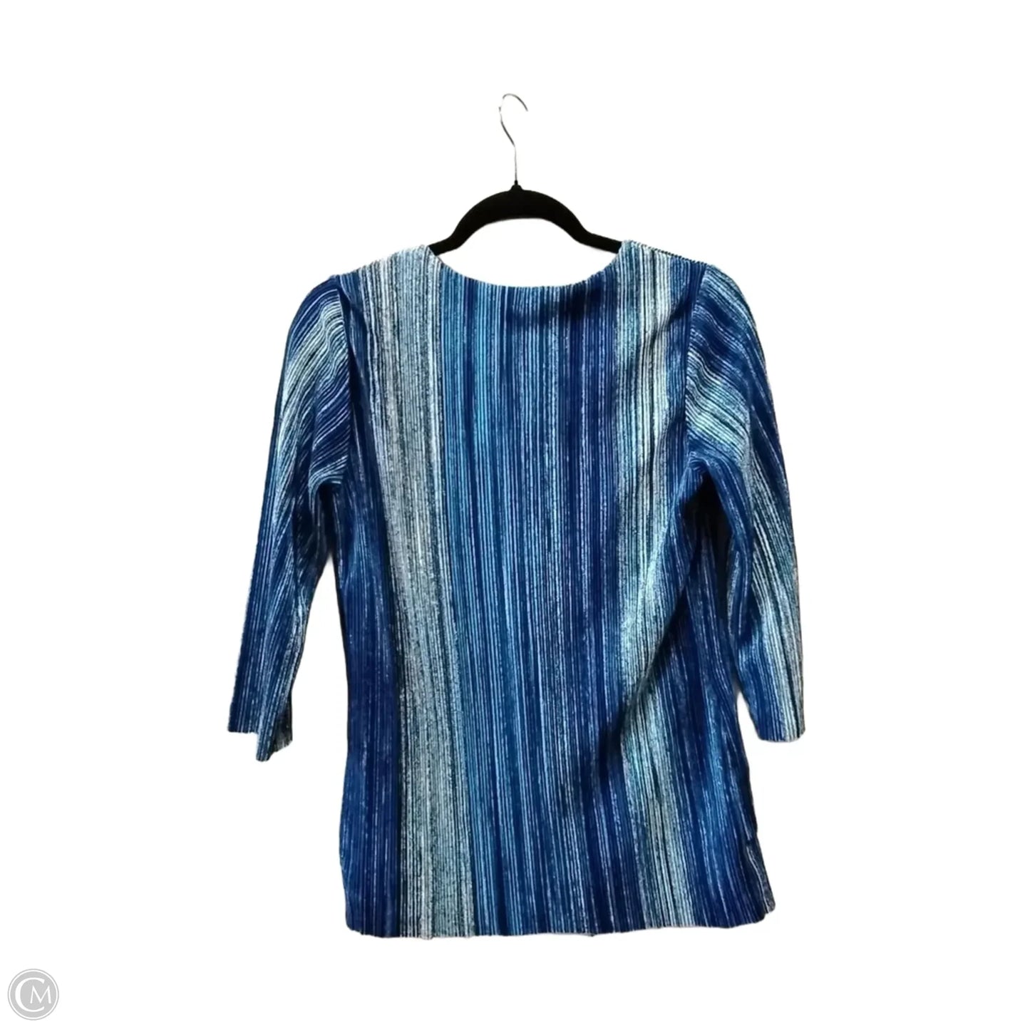 Blouse Long Sleeve By Christopher And Banks In Blue & Cream, Size: M