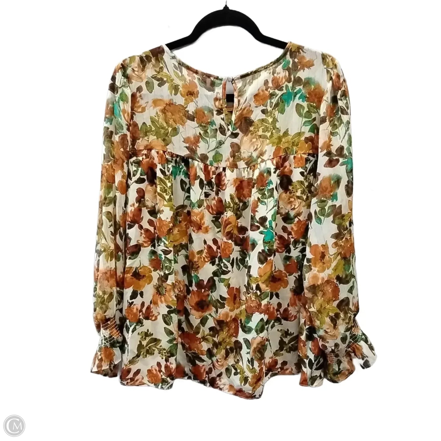 Blouse Long Sleeve By Cato In Floral Print, Size: Xl