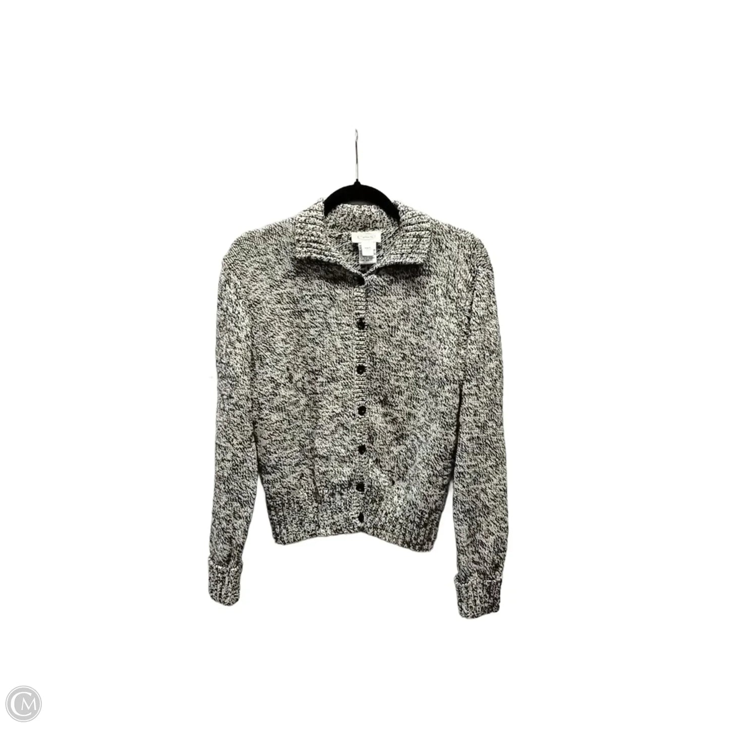 Sweater Cardigan By Talbots In Black & Cream, Size: S