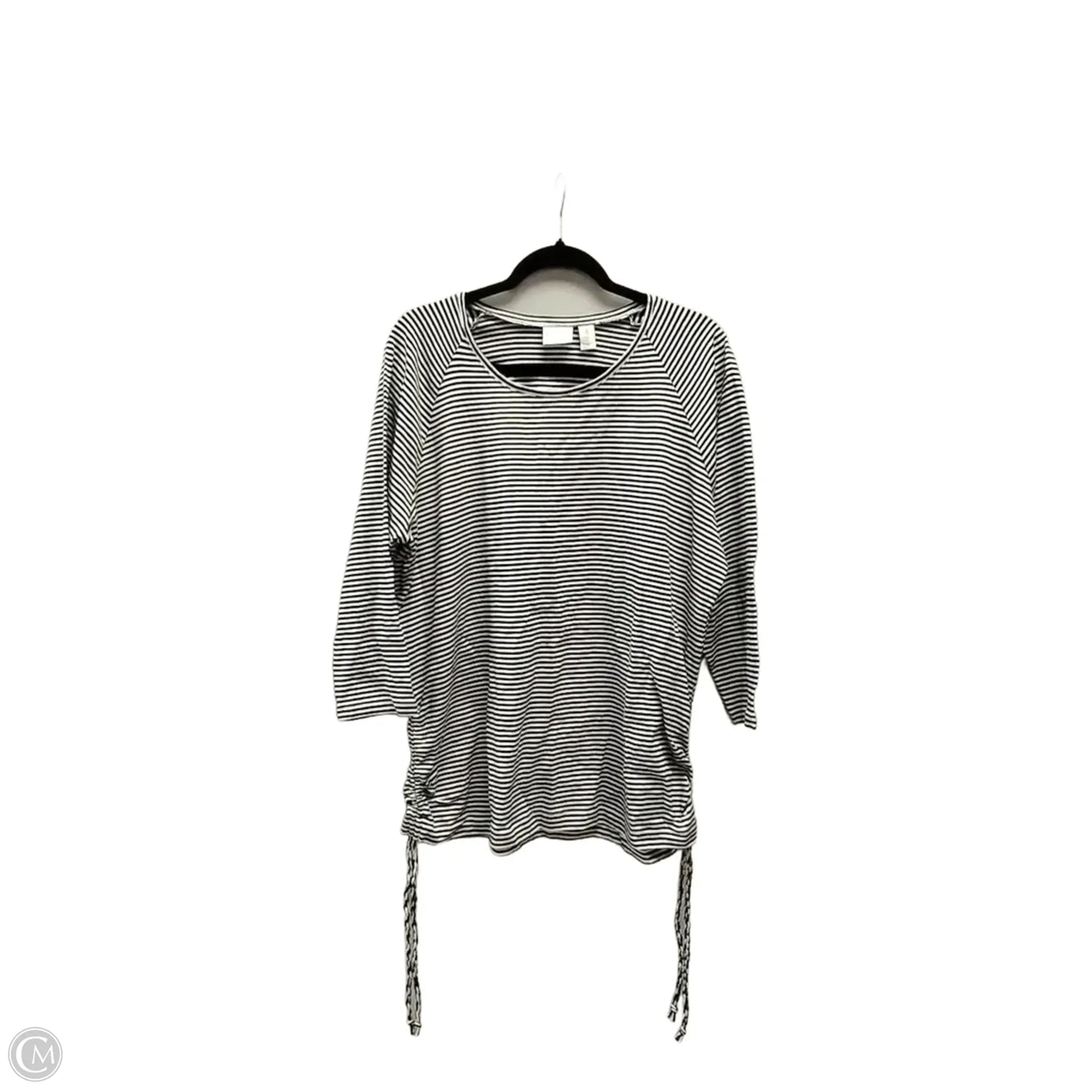 Top 3/4 Sleeve By Chicos In Striped Pattern, Size: 8tall