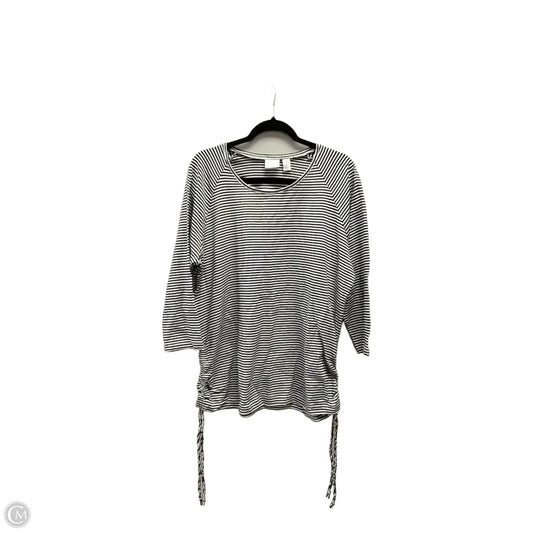Top 3/4 Sleeve By Chicos In Striped Pattern, Size: 8tall