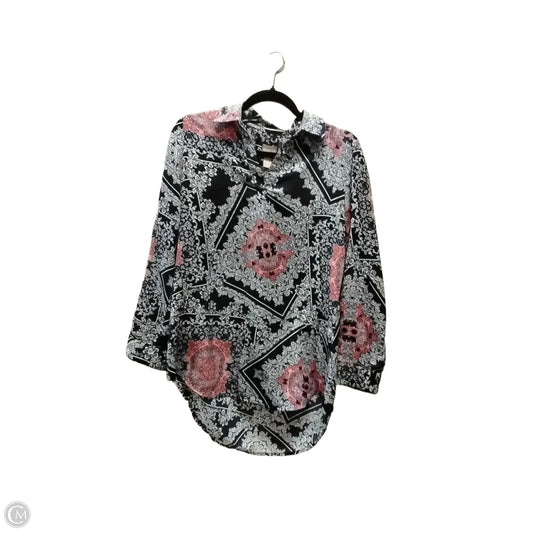 Blouse Long Sleeve By Chicos In Paisley Print, Size: S