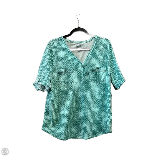 Top Short Sleeve Basic By Croft And Barrow In Green & White, Size: Xl