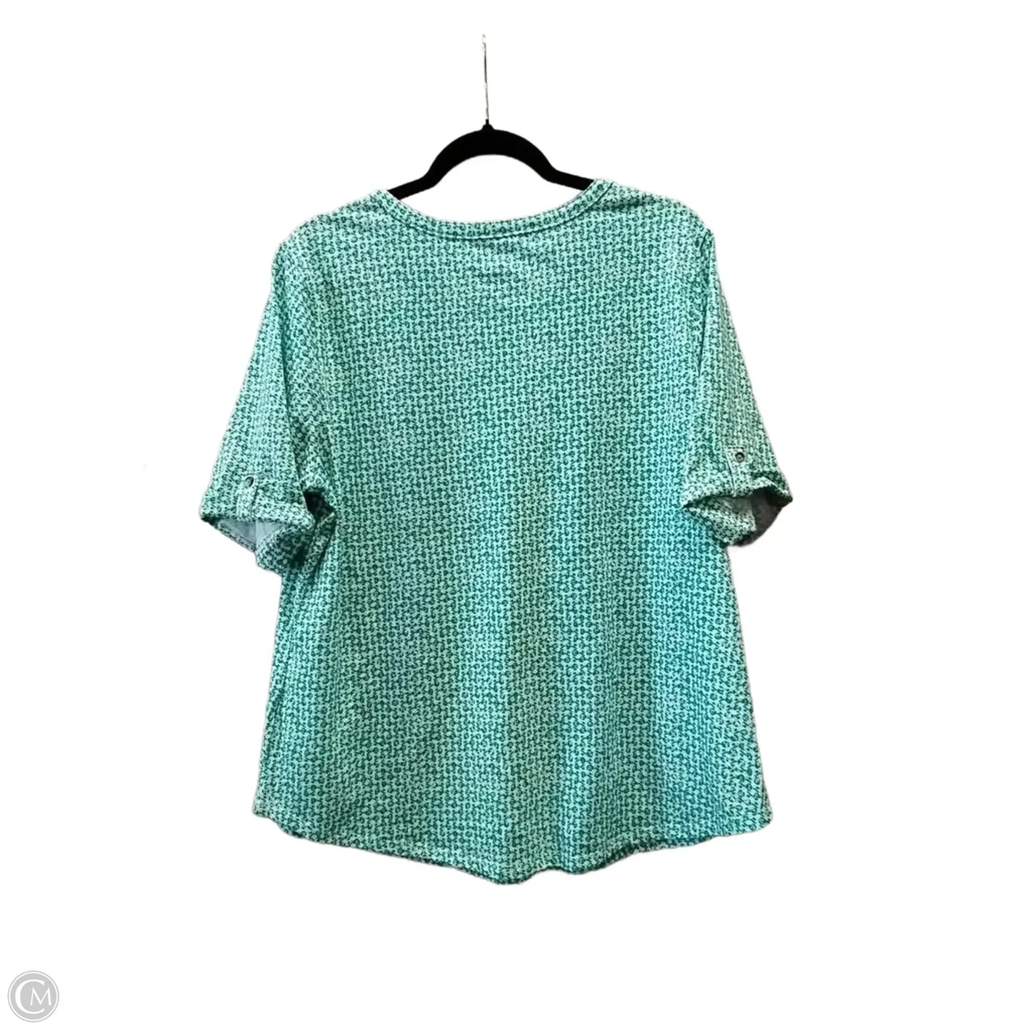Top Short Sleeve Basic By Croft And Barrow In Green & White, Size: Xl