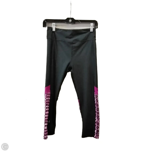 Athletic Leggings Capris By Under Armour In Black & Purple, Size: S
