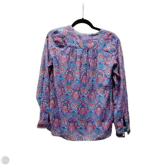 Blouse Long Sleeve By Loft In Paisley Print, Size: Xs