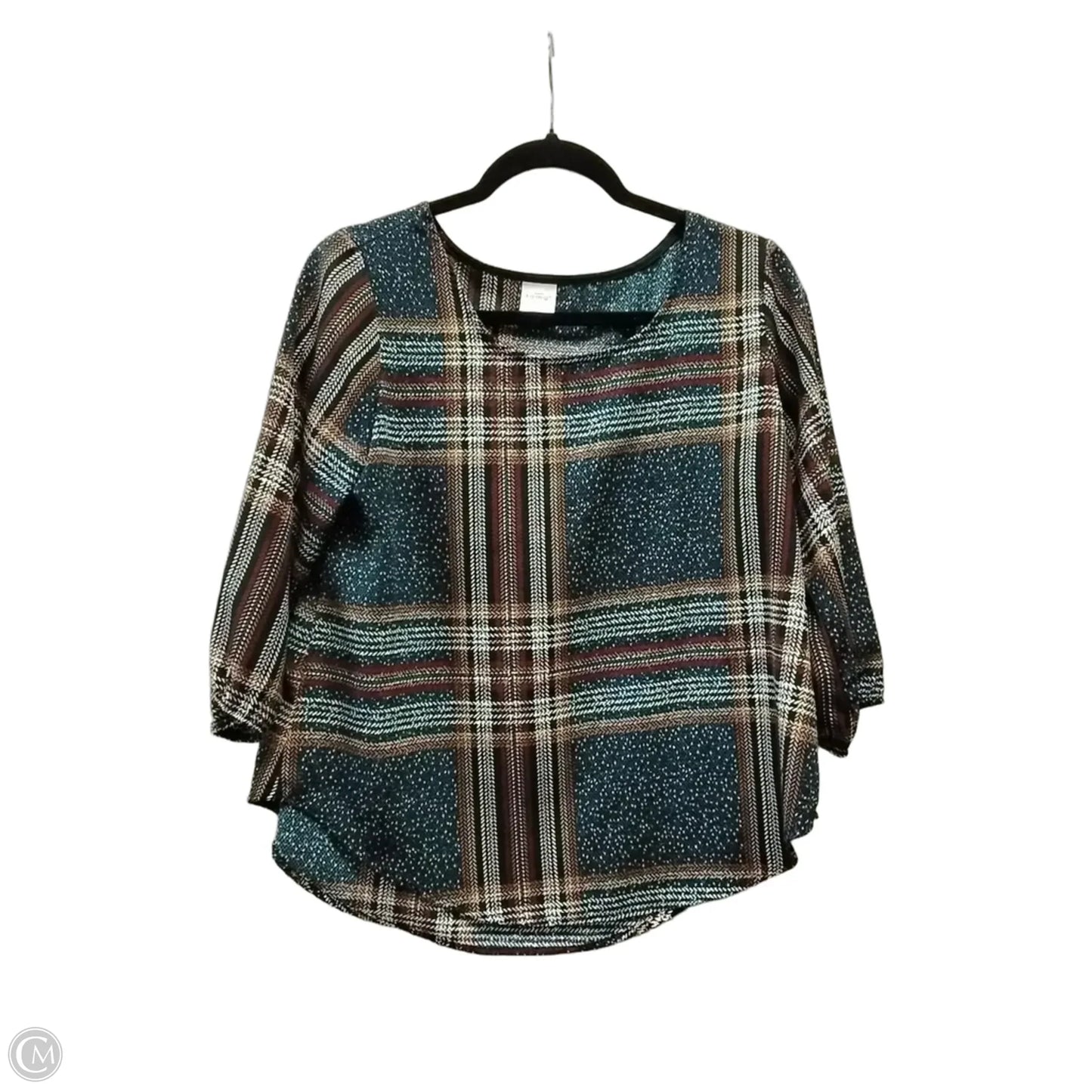 Top Long Sleeve By Kaileigh In Checkered Pattern, Size: S