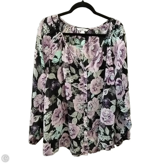 Blouse Long Sleeve By Croft And Barrow In Purple, Size: 2x