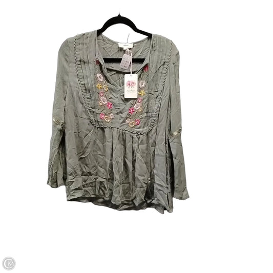 Blouse Long Sleeve By Entro In Green, Size: S