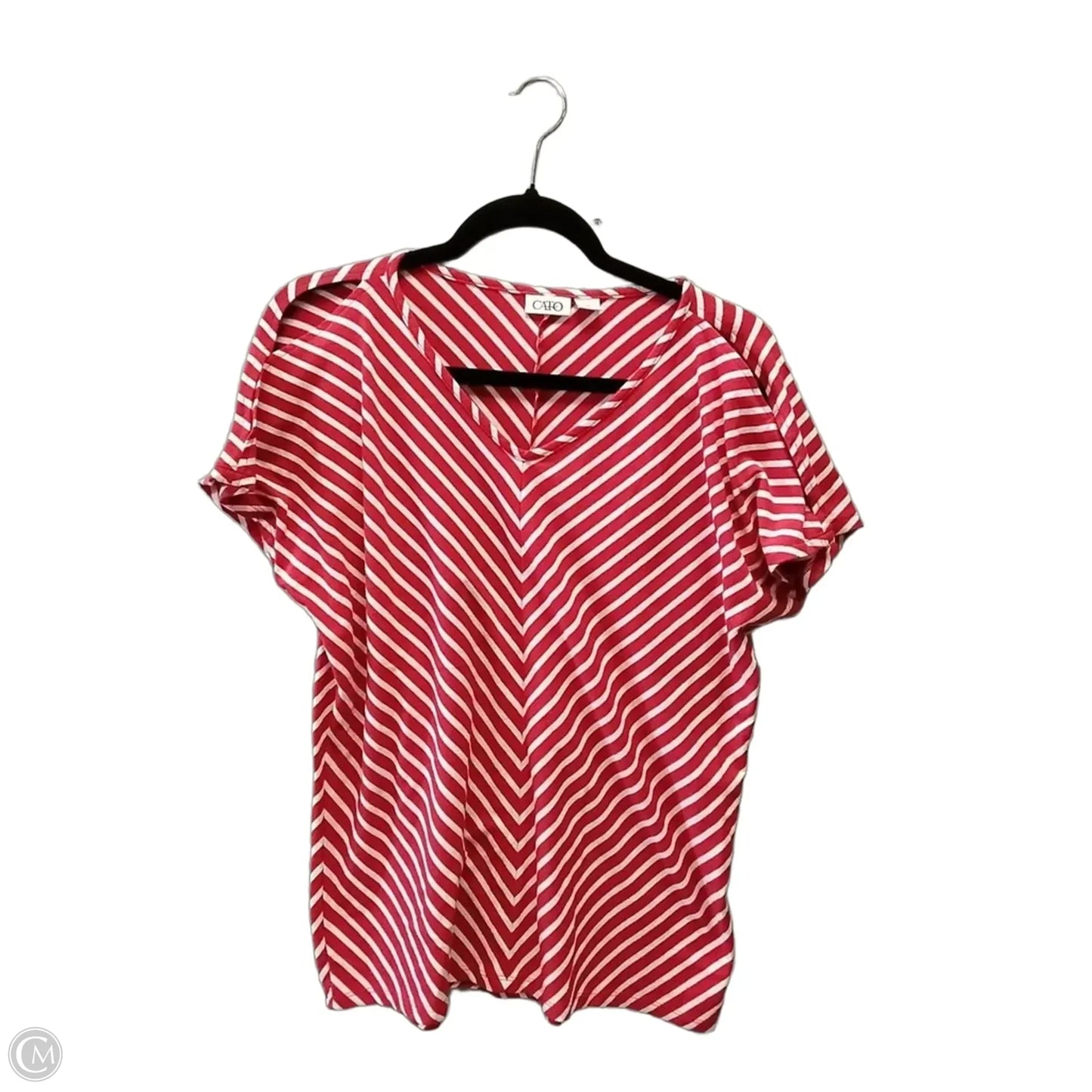 Top Short Sleeve By Cato In Striped Pattern, Size: L