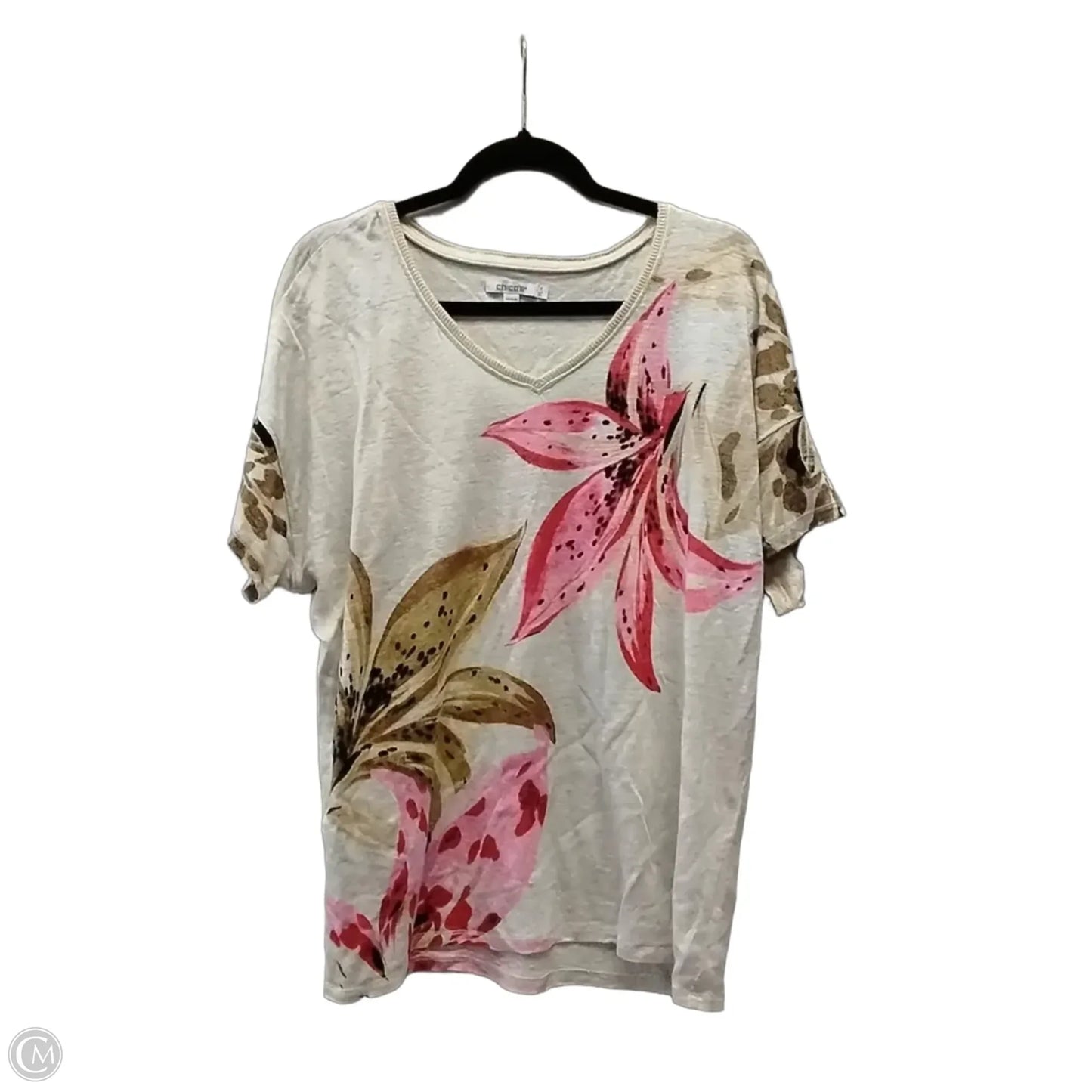 Top Short Sleeve By Chicos In Floral Print, Size: Xl