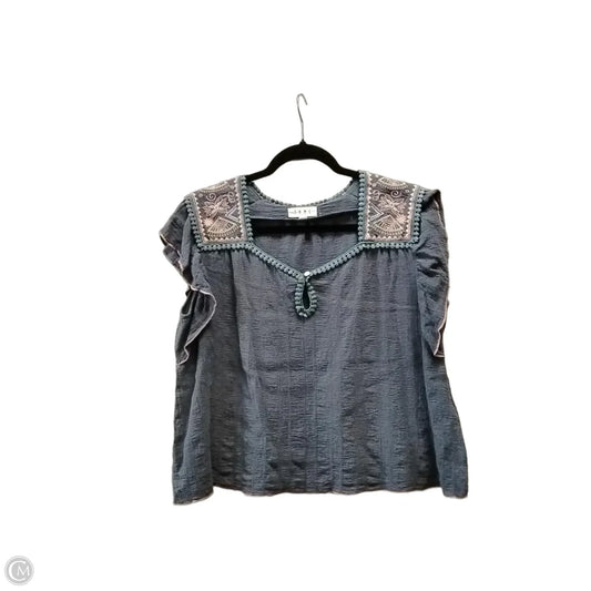 Blouse Short Sleeve By Thml In Blue, Size: L