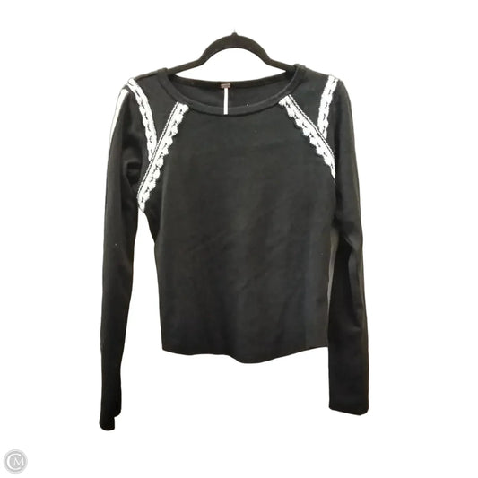 Top Long Sleeve By Free People In Black & White, Size: L