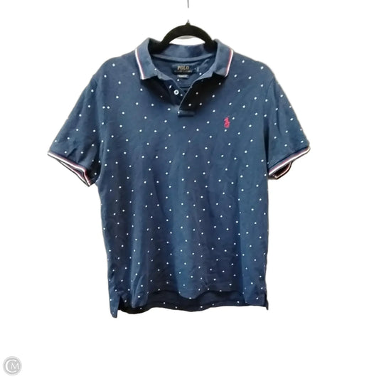 Top Short Sleeve By Polo Ralph Lauren In Blue & Red & White, Size: M