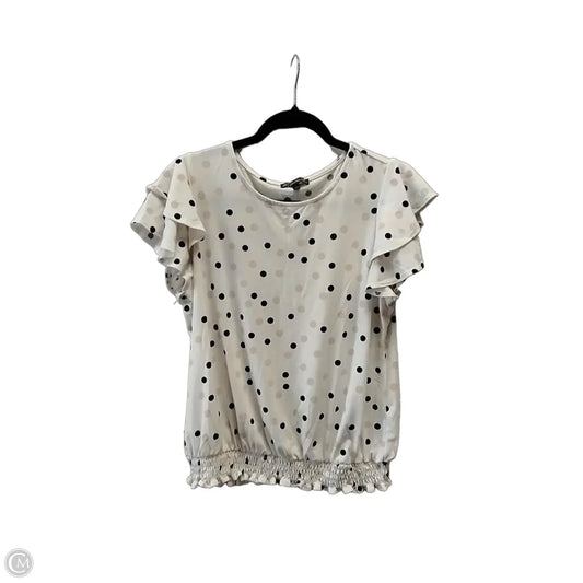 Blouse Short Sleeve By Adrianna Papell In Polkadot Pattern, Size: M