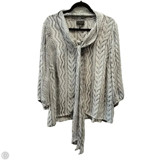 Blouse Long Sleeve By Worthington In Black & White, Size: 1x