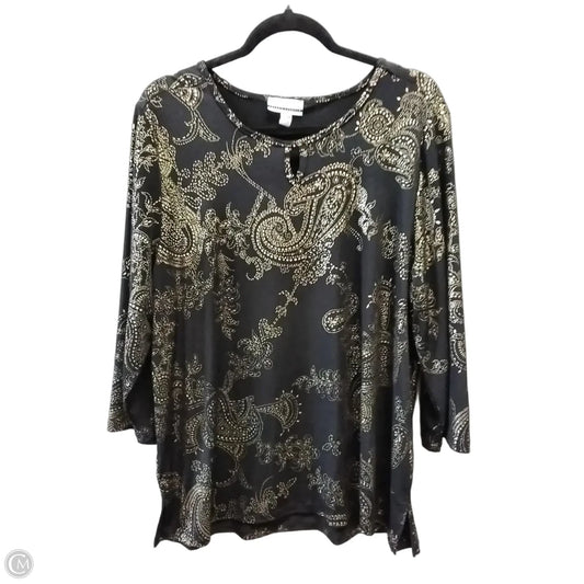 Blouse Long Sleeve By Jules & Leopold In Black & Gold, Size: L