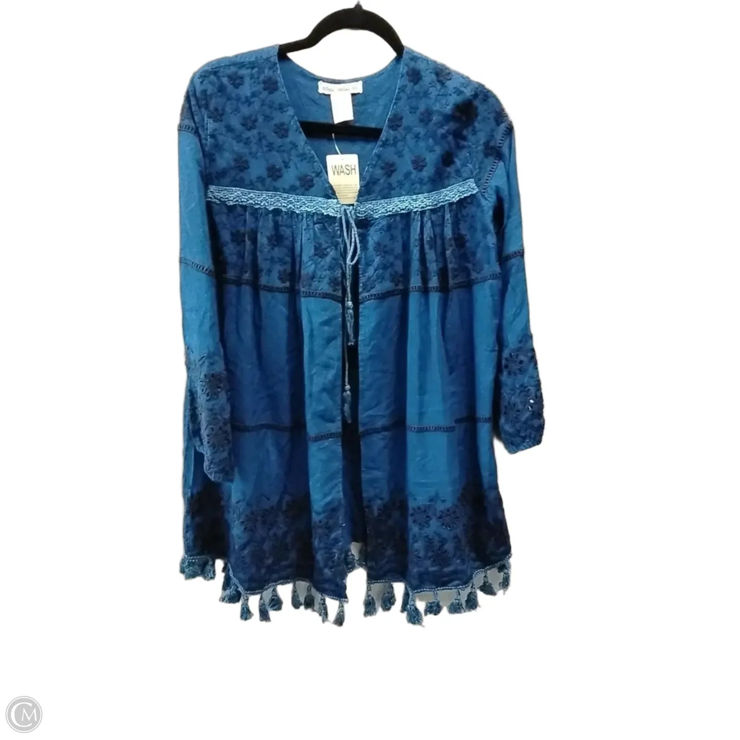 Blouse Long Sleeve By Indigo Thread In Blue, Size: Xs