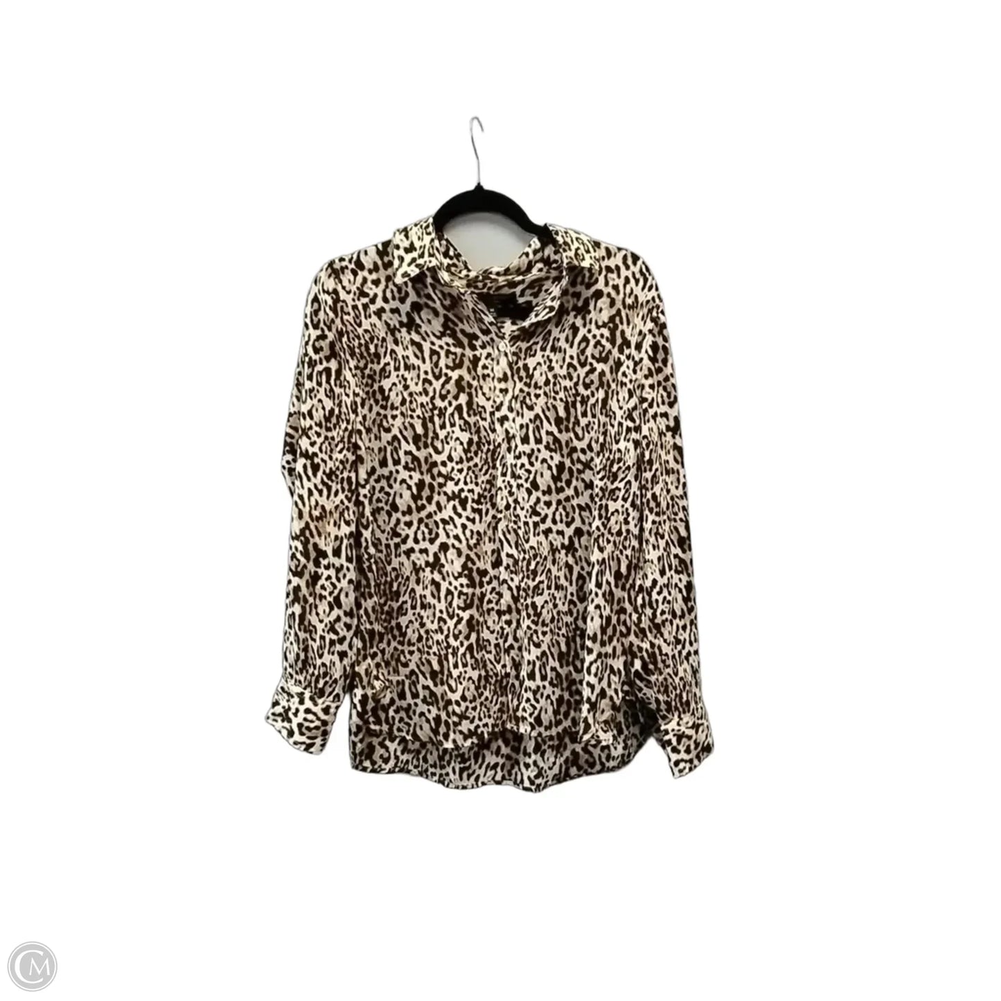 Blouse Long Sleeve By Banana Republic In Leopard Print, Size: M