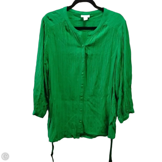 Blouse Long Sleeve By Liz Claiborne In Green, Size: Xl
