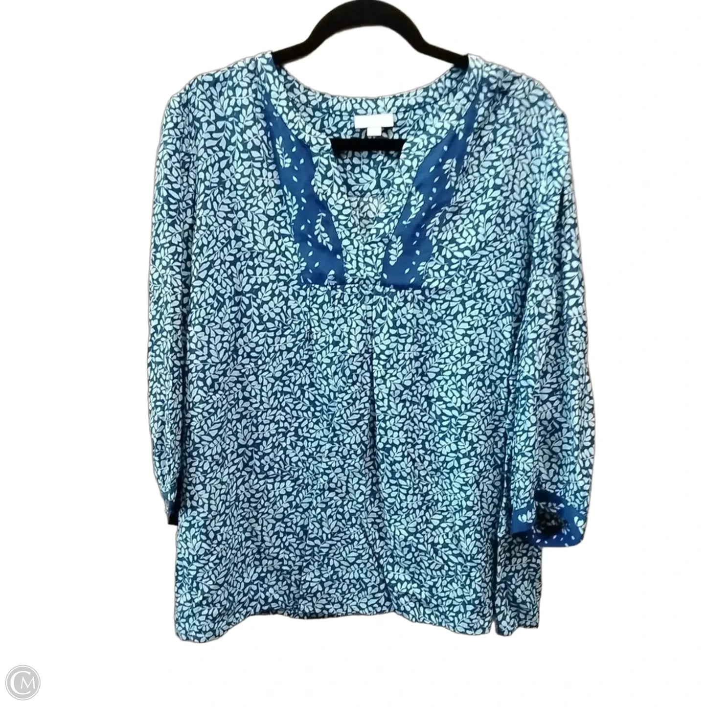 Blouse Long Sleeve By J. Jill In Blue & White, Size: Xl