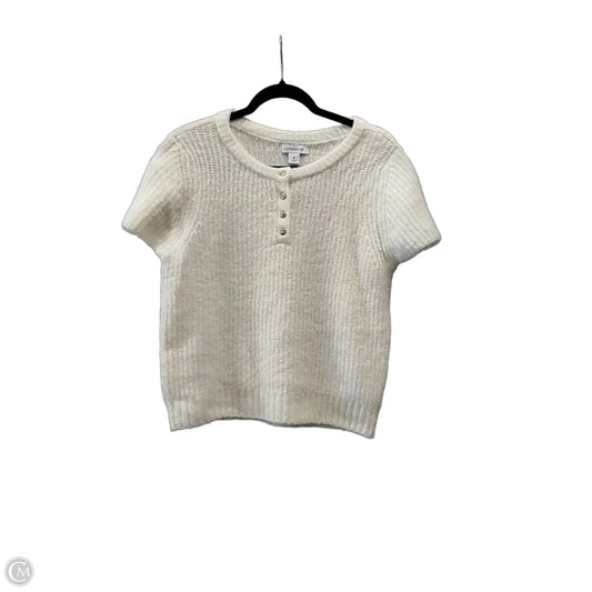 Sweater Short Sleeve By Liz Claiborne In Cream, Size: M