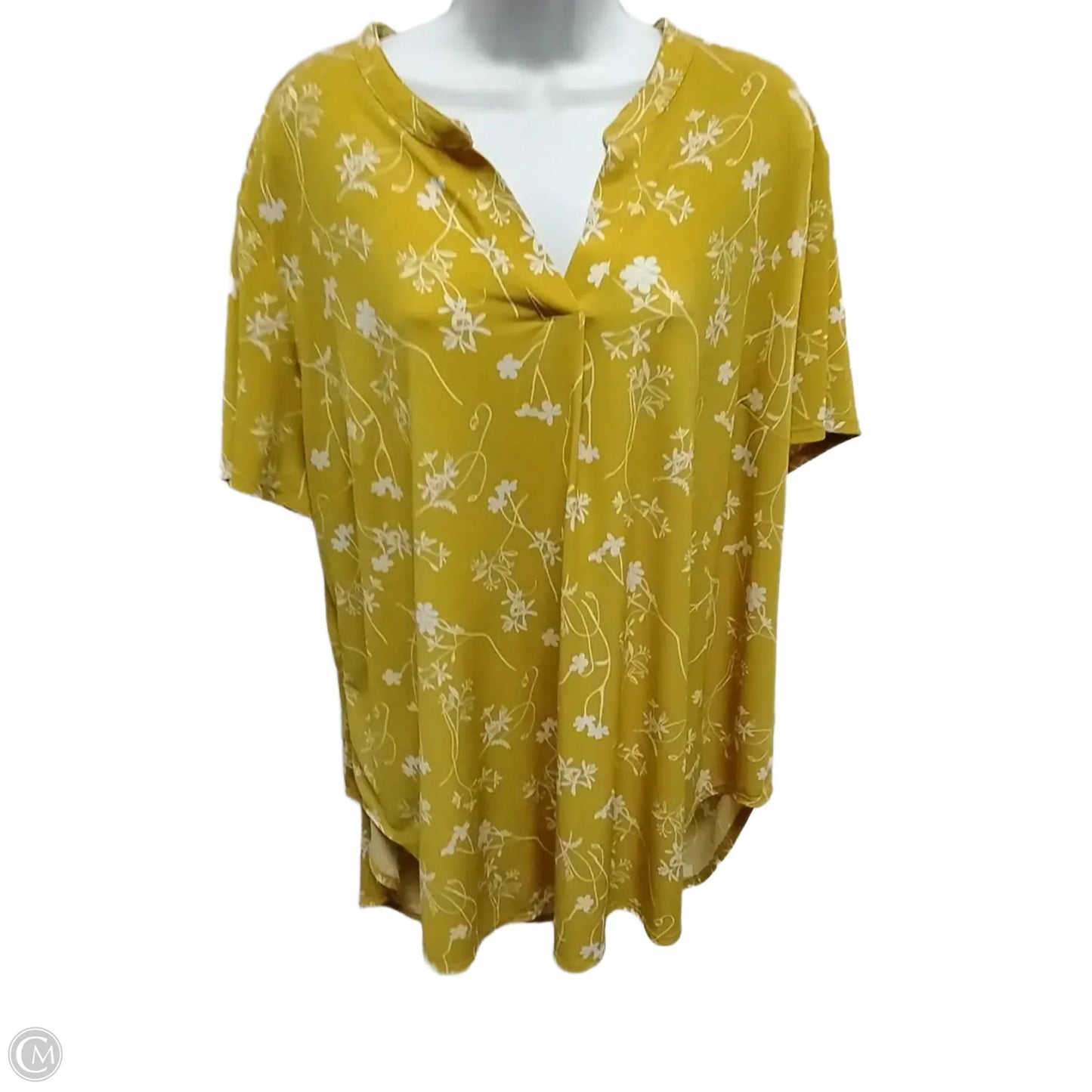 Blouse Short Sleeve By Cato In Yellow, Size: 18