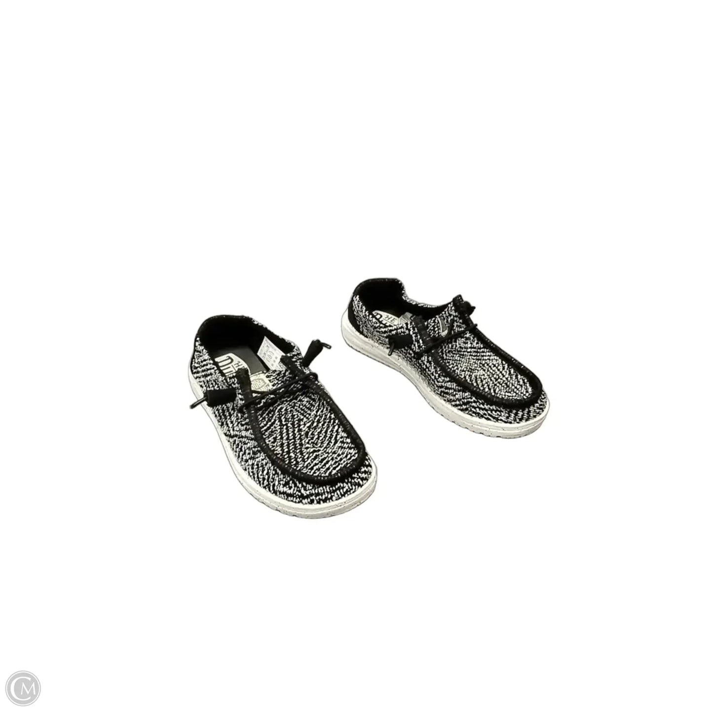 Shoes Flats By Hey Dude In Black & White, Size: 5