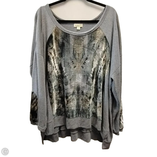 Top Long Sleeve By One World In Grey, Size: 3x