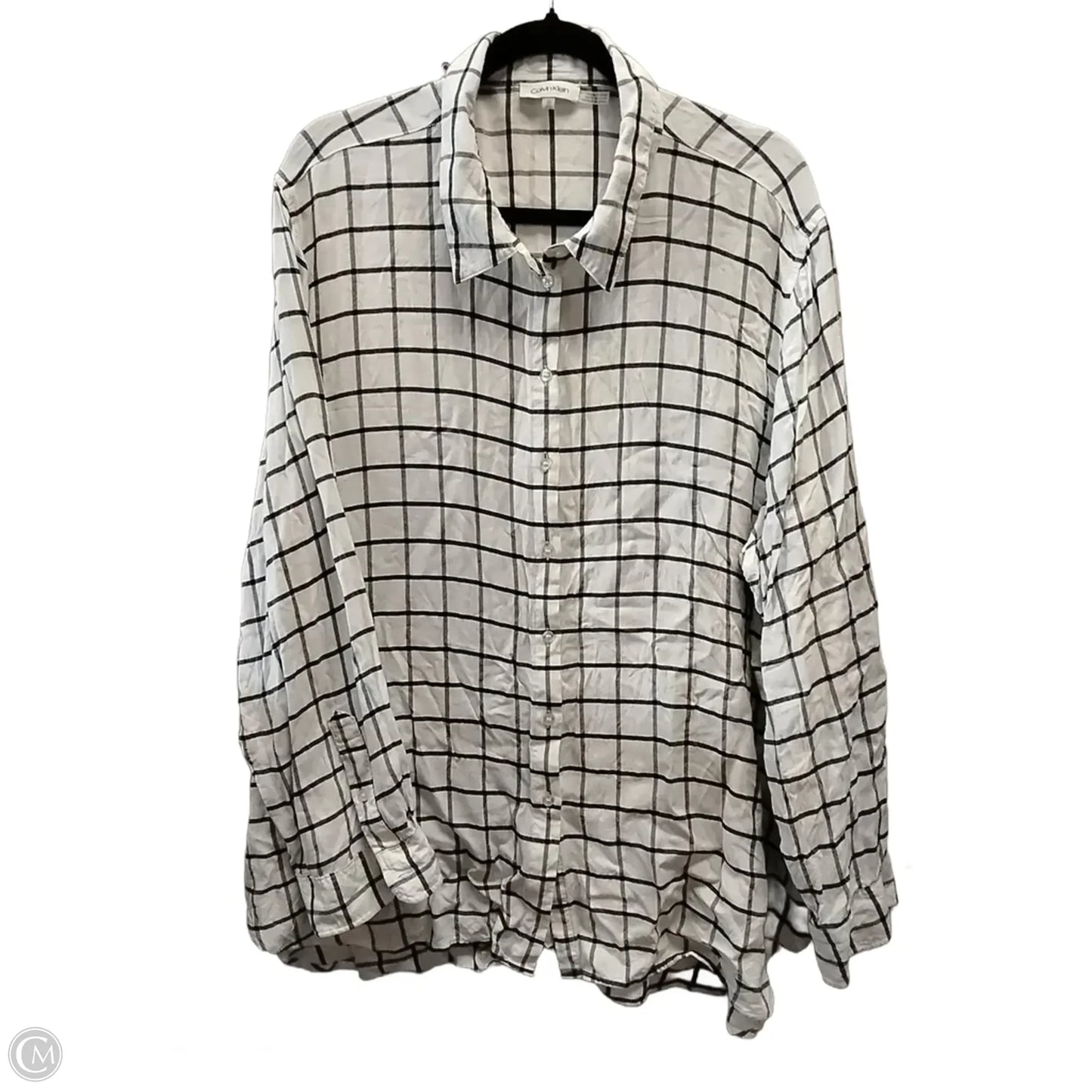 Top Long Sleeve By Calvin Klein In Striped Pattern, Size: 2x