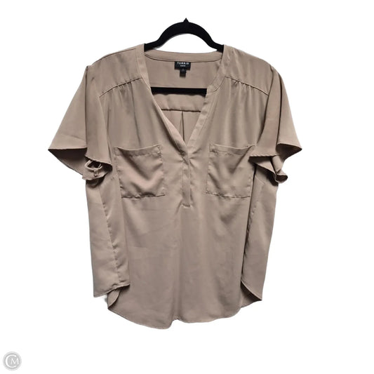 Blouse Short Sleeve By Torrid In Beige, Size: L