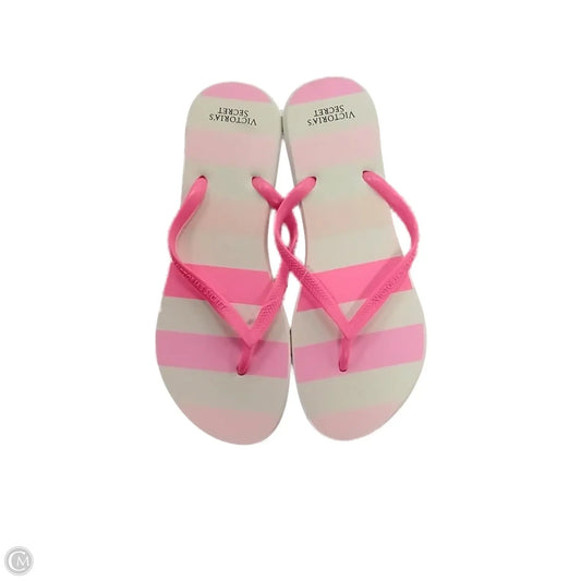 Sandals Flip Flops By Victorias Secret In Pink & White, Size: 7.5