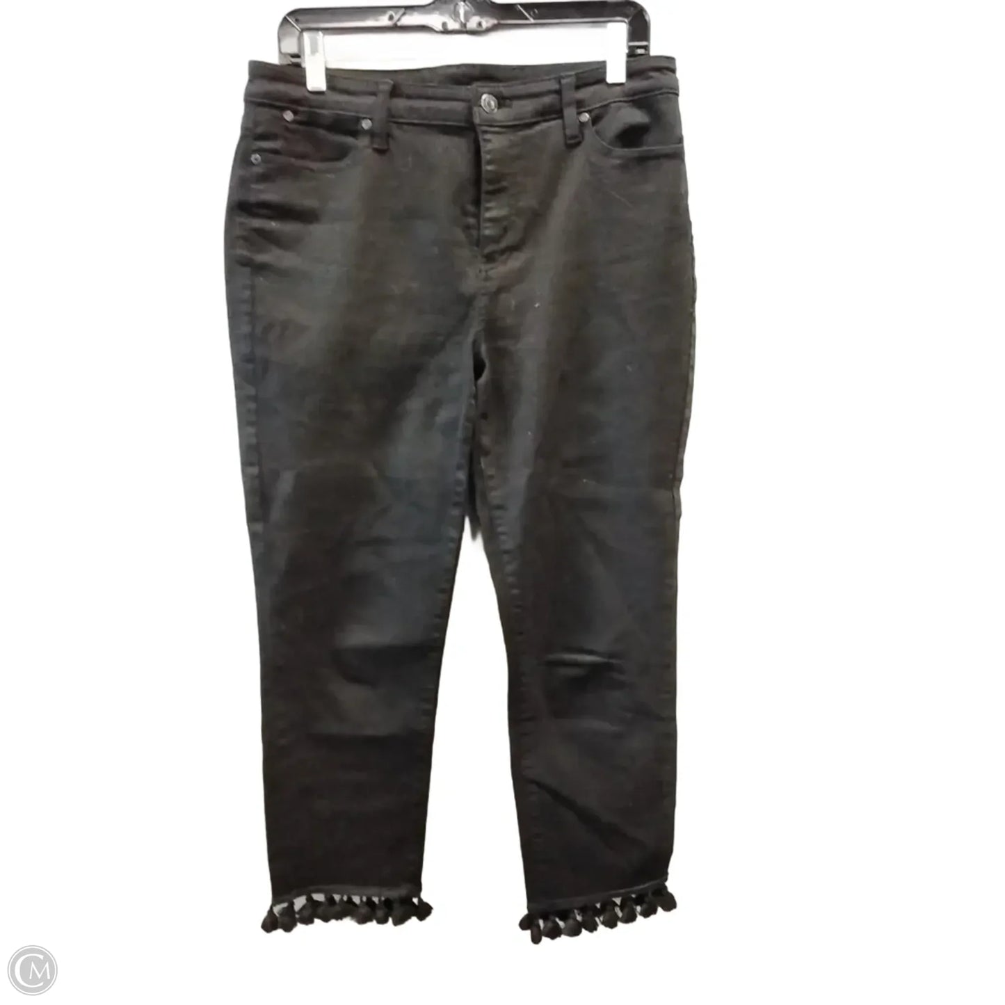 Jeans Straight By Talbots In Black Denim, Size: 8