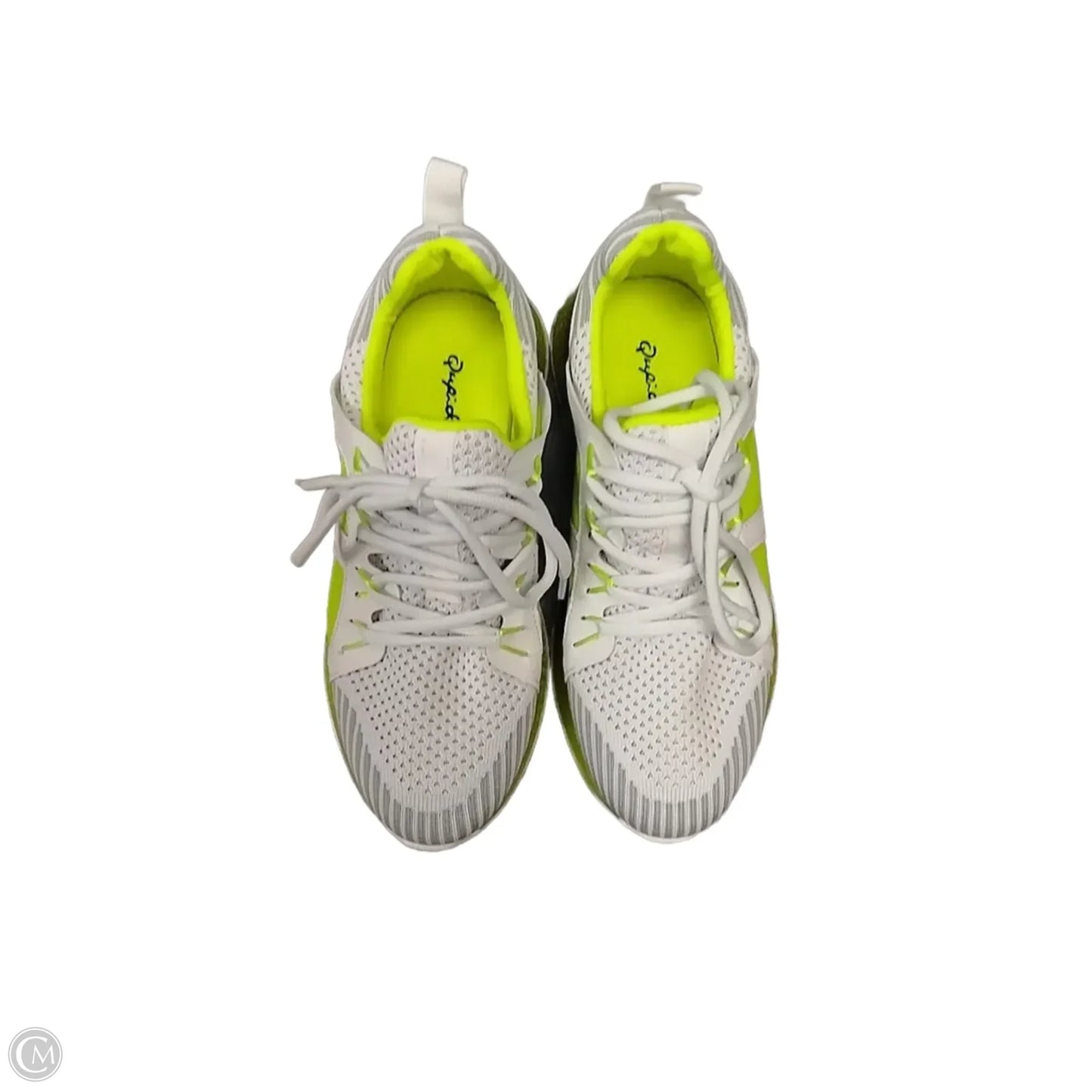 Shoes Athletic By Qupid In White & Yellow, Size: 6