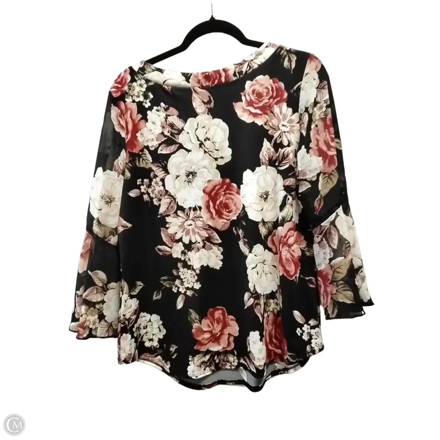Blouse Long Sleeve By Perseption Concept In Floral Print, Size: L