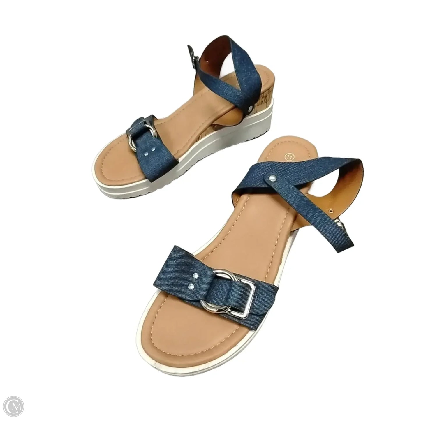 Sandals Heels Platform By Rouge In Blue, Size: 11