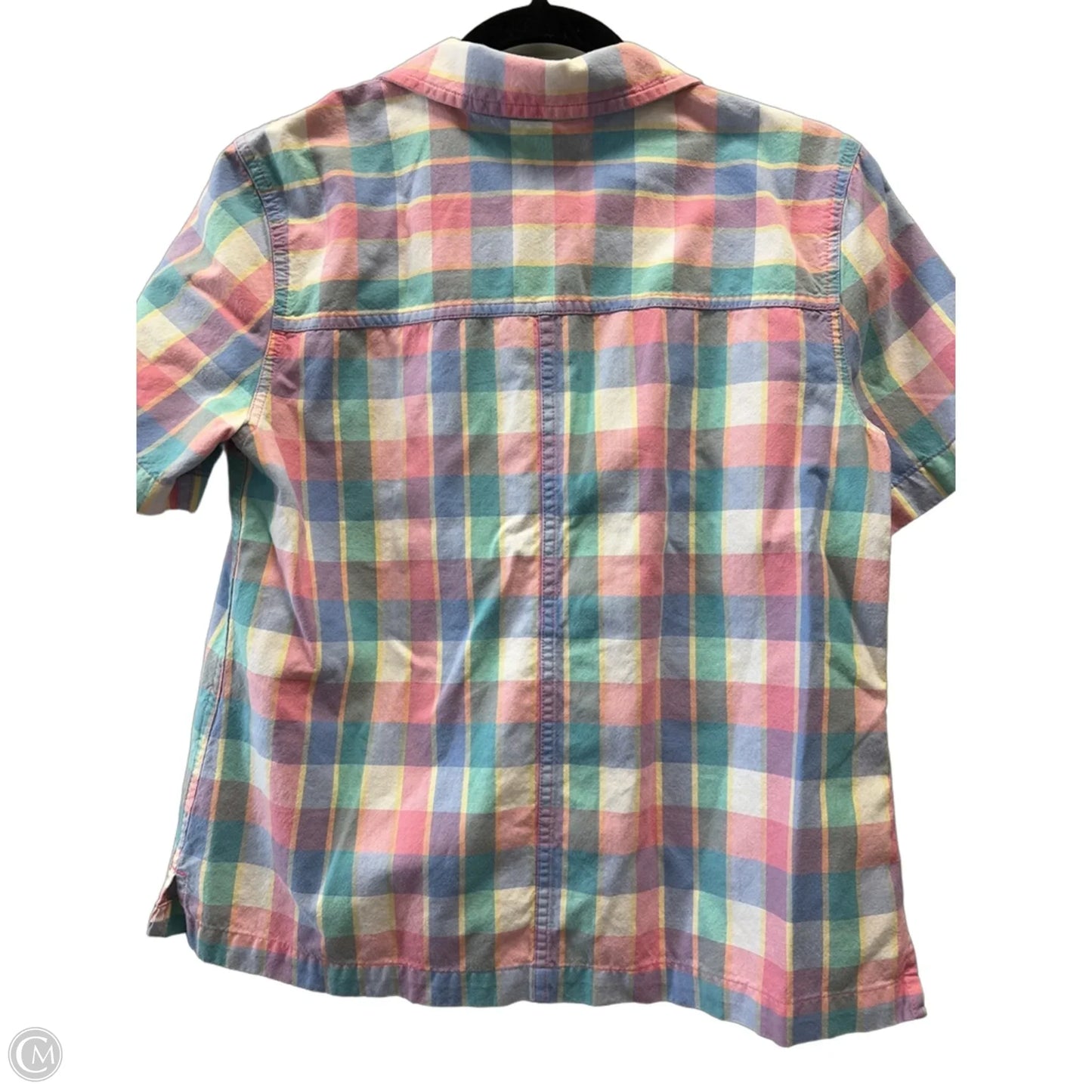 Top Short Sleeve By Casual Corner In Plaid Pattern, Size: M