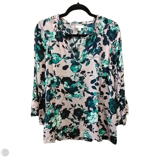 Blouse Long Sleeve By J. Jill In Floral Print, Size: L
