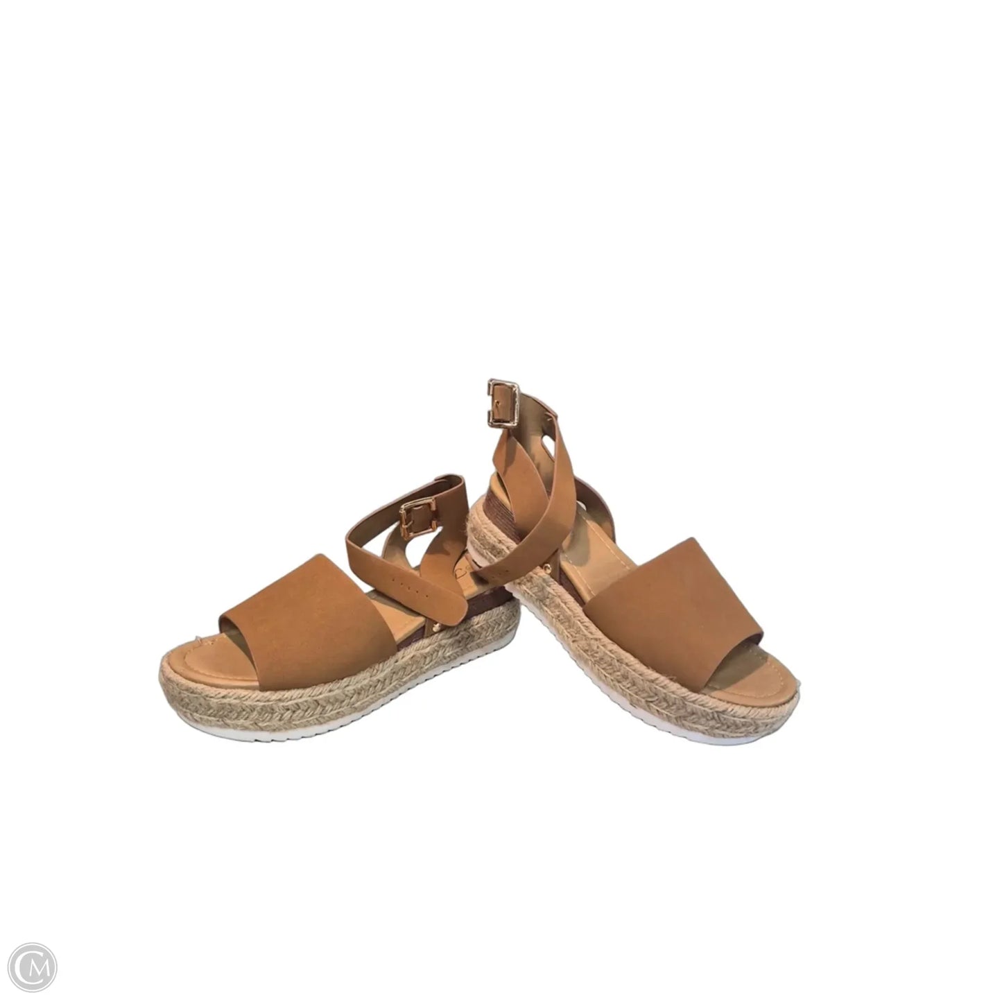 Sandals Heels Platform By Forever In Tan, Size: 6