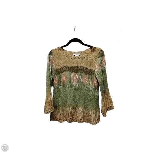 Blouse Long Sleeve By Dressbarn In Geometric Pattern, Size: M