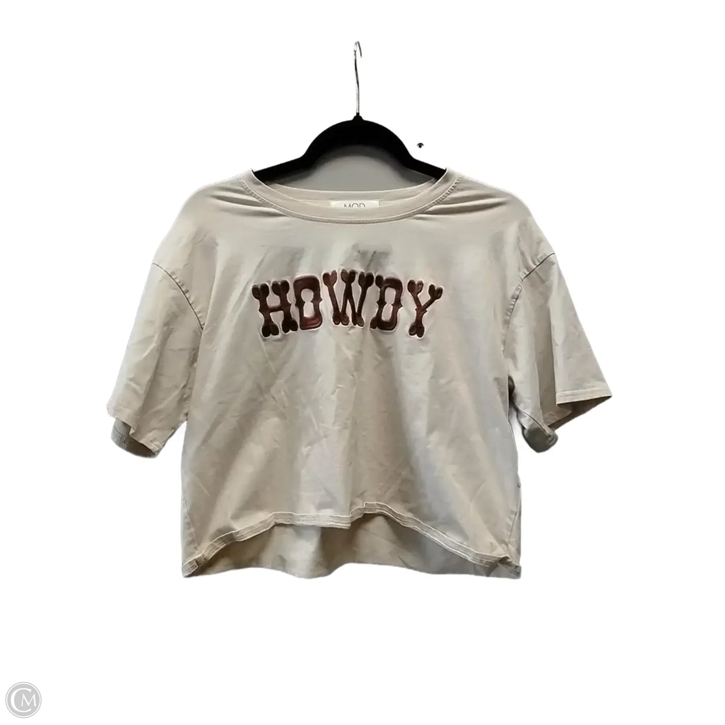 Top Short Sleeve By Mod In Cream, Size: L