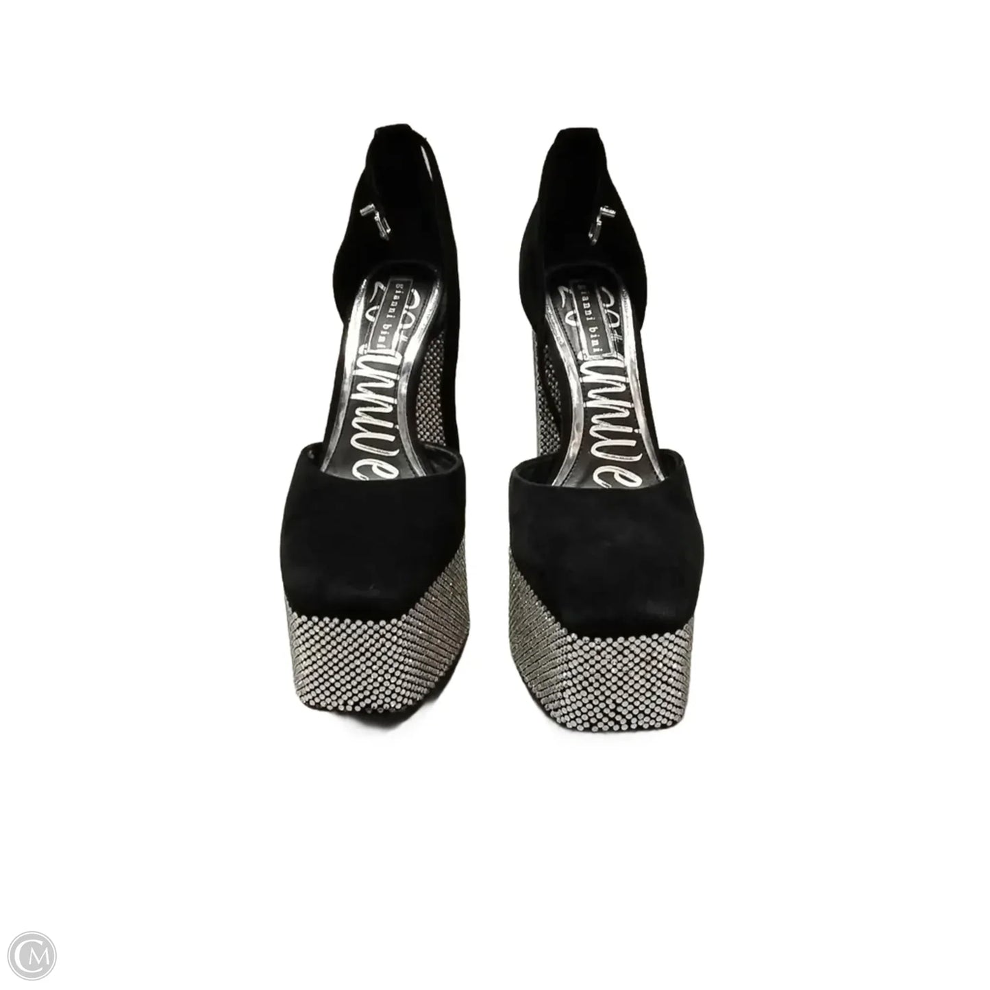 Shoes Heels Block By Gianni Bini In Black & Silver, Size: 8
