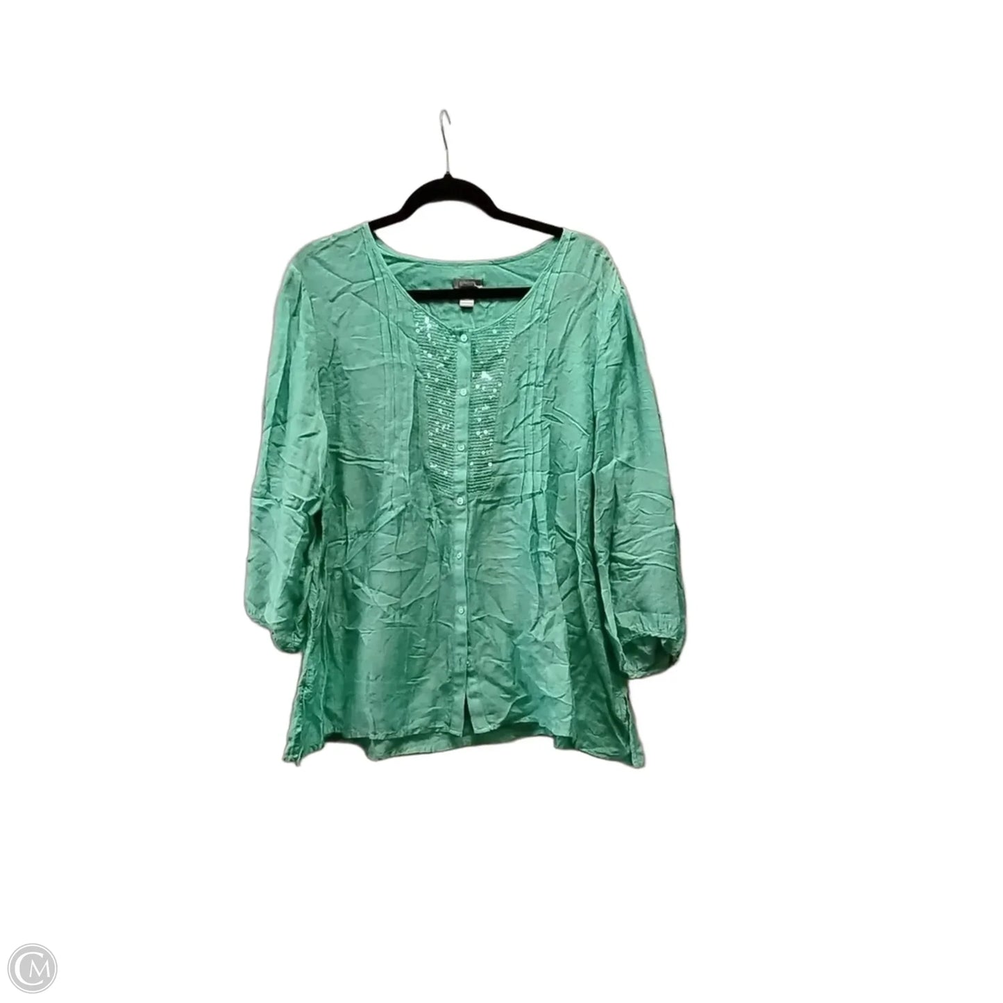 Top Long Sleeve By Chicos In Teal, Size: Xl